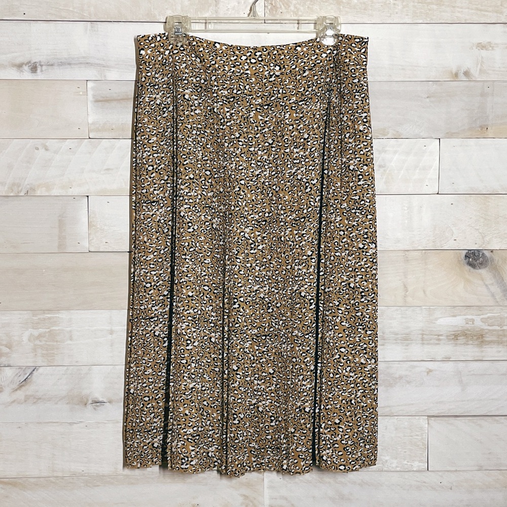 J. Crew Factory | Leopard Print Pleated Midi Skirt